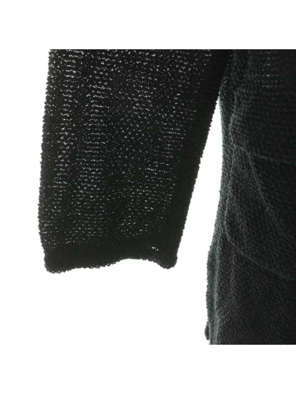 Chanel 18c Hose Button Tweed Cardigan 3/4 Sleeve 38 Black